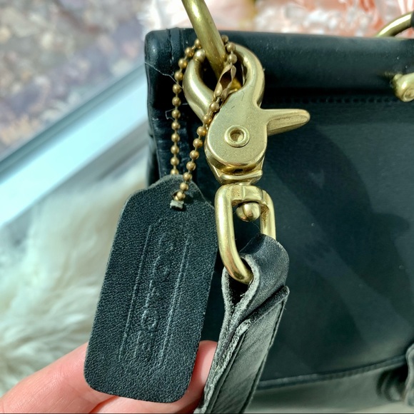 Vintage Coach Medium Black Leather Station Satchel - Picture 8 of 16